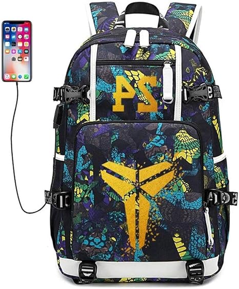 Amazon Co Jp 男性の女性のためのコービー ブライアントバスケットボール選手スタールミナスバックパック旅行の学生のバックパックのファンbookbag 2つのスタイル Mlxg Color A Yellow ホーム キッチン