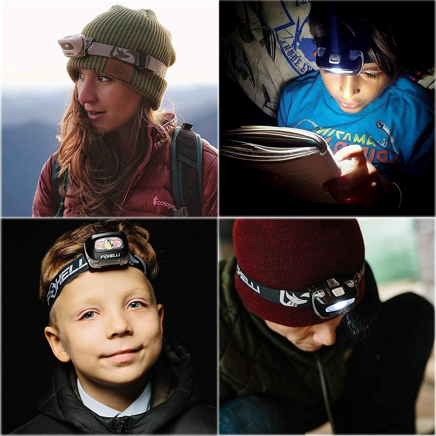 Foxelli Headlamp Flashlight - 165 Lumen, 3 x AAA Batteries Operated, Bright White Cree Led + Red Light, Perfect for Runners, Lightweight, Waterproof, Adjustable Headband, 3 AAA Batteries Included: Sports & Outdoors
