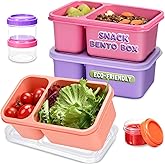 Hiitytin 3 Pack Snackle Box Container for Meal Prep, 2 Compartment Small Reusable Lunchable Toddlers Snack Pack Box Containers with Lids for Kids Adults Leakproof (3 PCS)