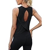 Mippo Wokout Tops for Women Open Back Athletic Gym Tank Backless Shirts Running Crop Tops Loose Fit