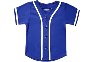 KUAIPAO Kids Baseball Jersey Button Down Shirts Short Sleeve Hip Hop Personalized Sports Uniforms for Boys Girls