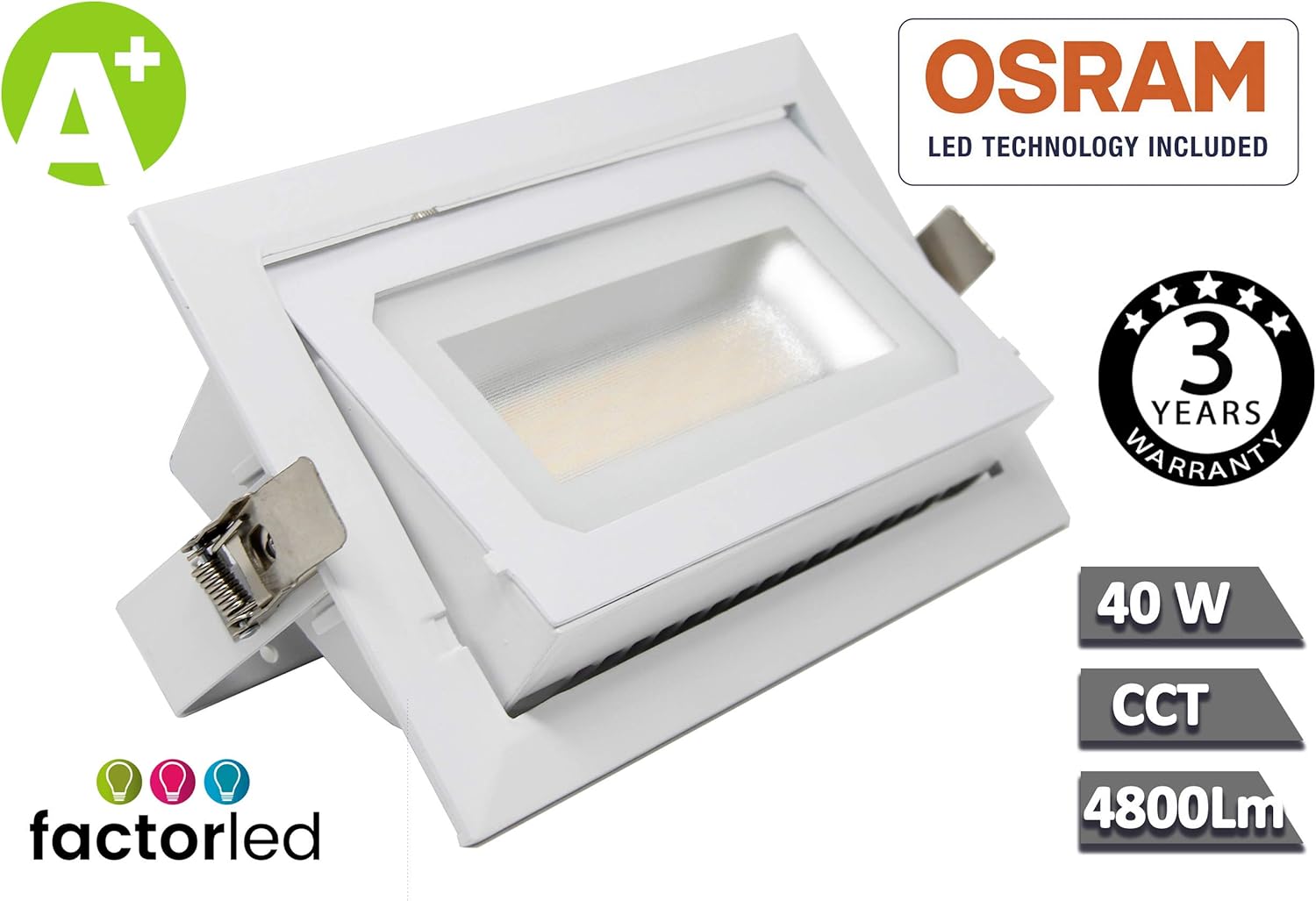 FactorLED Foco Proyector LED 40W Osram Chip, Rectangular 120º ...