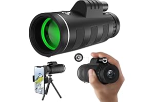JiaSifu 40x60 High Definition Monocular Telescope with Smartphone Adapter, BAK4 Prism FMC Monocular with Clear Low Light Vision for Wildlife Hunting Camping Travelling（LD006-00A-45）