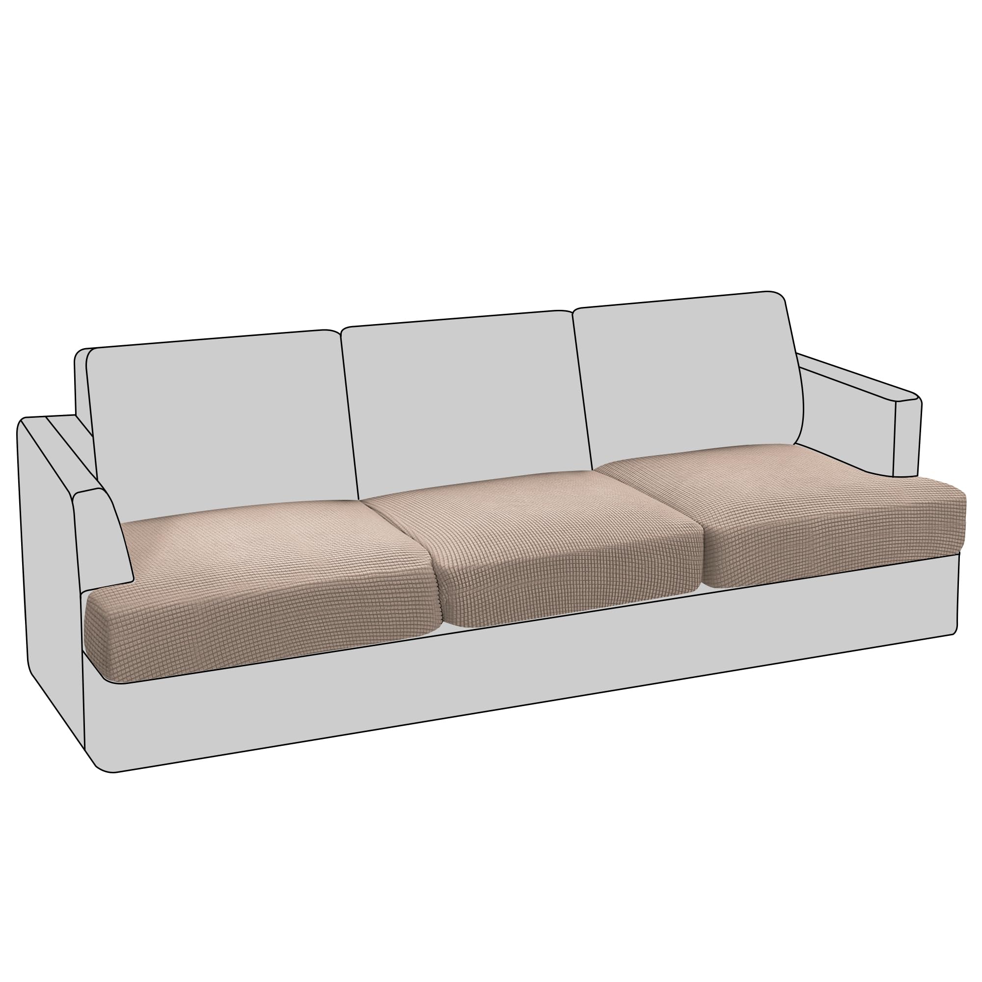Photo 1 of PrinceDeco 3 Piece Sofa Slipcovers for T Cushion Couch Cover T Shaped 3 Cushion Couch Sofa Seat Cover with Elastic Bottom Pets Friendly Jacquard Small Checked,Sand