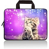11" 11.6" 12" 12.1" 12.5 Inch Laptop Carrying Bag Case Notebook Ultrabook Tablet Cover Neoprene Sleeve Briefcase Bag Compatible with Samsung Google Acer HP DELL Lenovo Asus(Purple Wish Cat)
