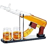 Gifts for Men Dad, Kollea Whiskey Decanter Set for Men - Gun Limited Edition, Detachable Magazine & 4 Bullet Shot Glasses, Li