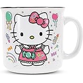Silver Buffalo Sanrio Hello Kitty Happy Birthday Ceramic Camper Mug | Large Coffee Cup For Tea, Cocoa, Beverages | Holds 20 Ounces