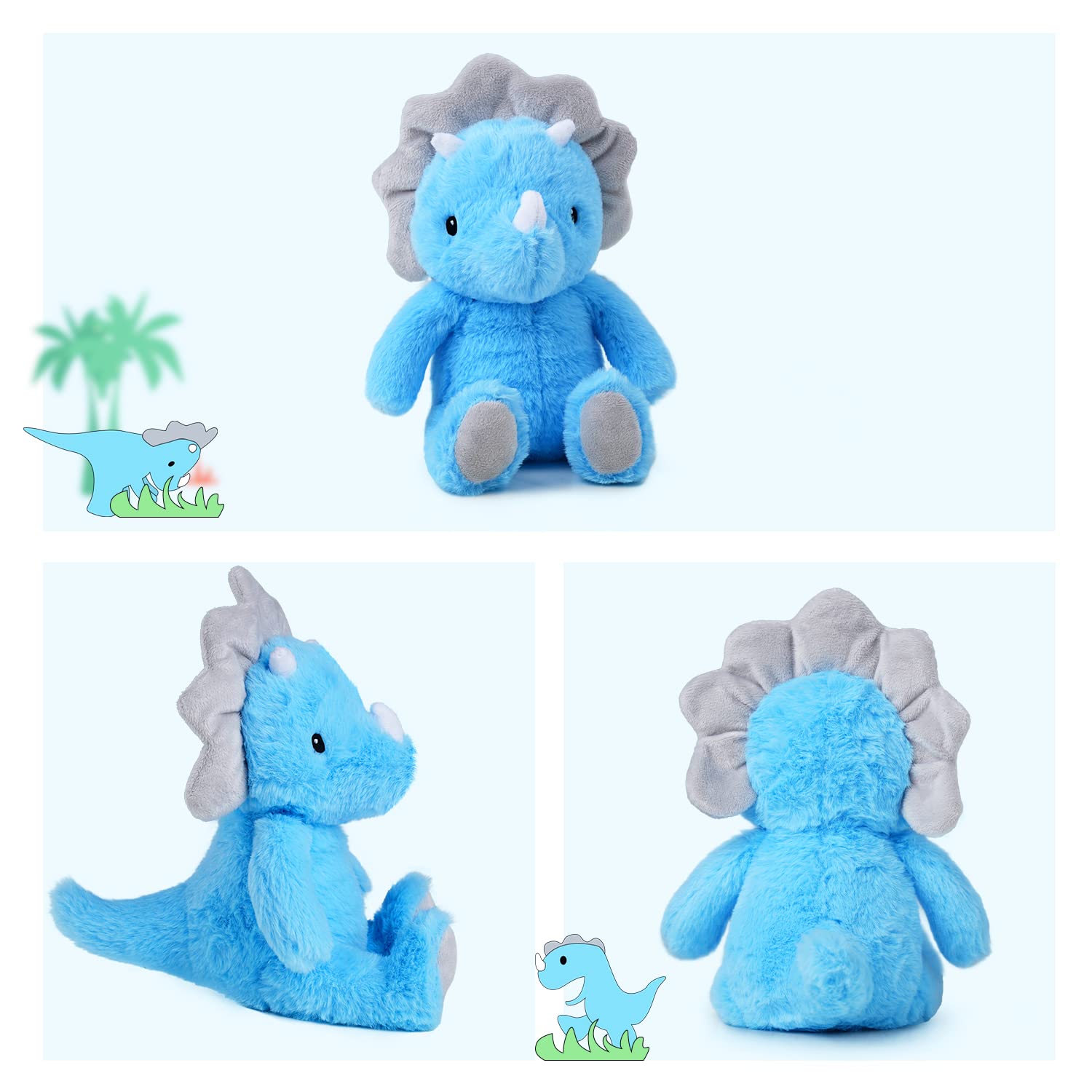 VANLINNY Blue Dinosaur Stuffed Animals, 9