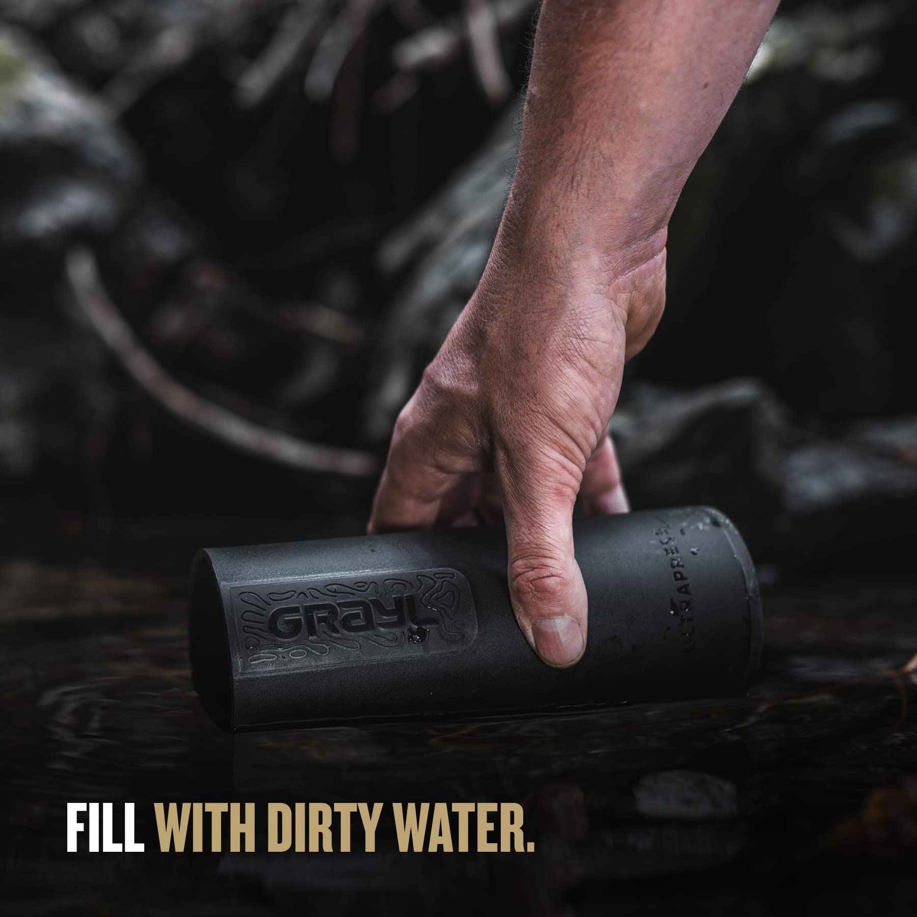 GRAYL UltraPress 16,9 oz Wasserreiniger & Filterflasche für Wandern, Rucksackreisen, Survival, Reisen (Covert Black) 3