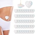 50pcs Castor Oil Wrap for Belly Button, Heart Shape Self-Adhesive & Highly Absorbent Castor Oil Wrap Pack for Belly Button Pad Patches Waterproof Disposable Cover Stickers (Oils Not Included)