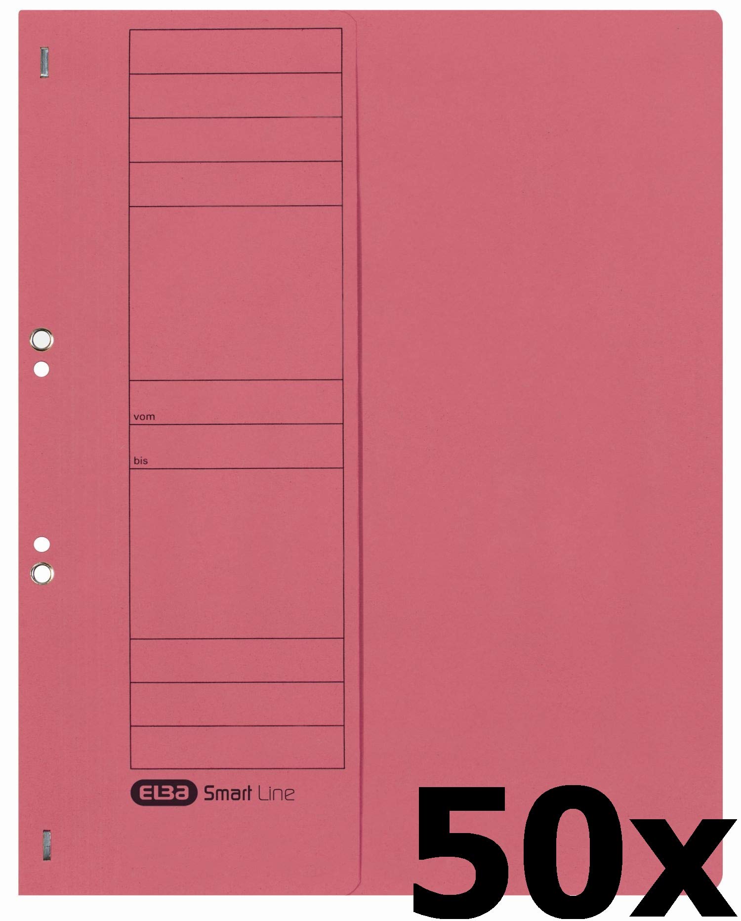 Elba 21421BL Hole Punched Folders with Official Filing 250 g/sq. m Manila Cardboard for 200 DIN A4 Sheets, Half Front Cover 50 Items Blue Eyelet File with Office Binding red