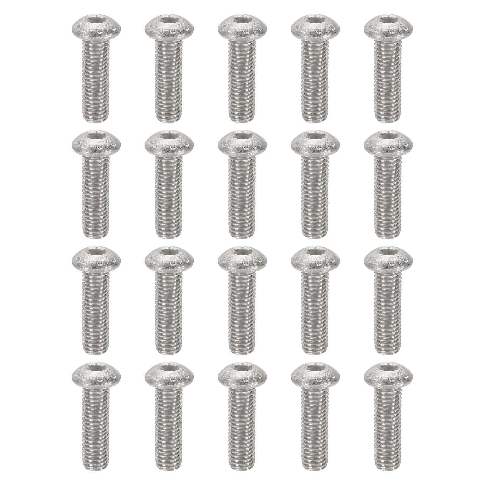 PATIKIL M10-1.5x30mm Button Head Socket Cap Screws, 20 Pcs 304 Stainless Steel 18-8 Hex Socket Cap Screw Bolts Allen Hex Drive Full Machine Thread