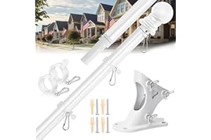RUSHMORE ROSE USA Flag Pole for Outside House – 6FT Aluminum Flagpole Kit with Wall Mount Bracket – Heavy Duty Flag Pole Holder for Residential or Commercial Outdoor Use – Fits 3x5 American Flags