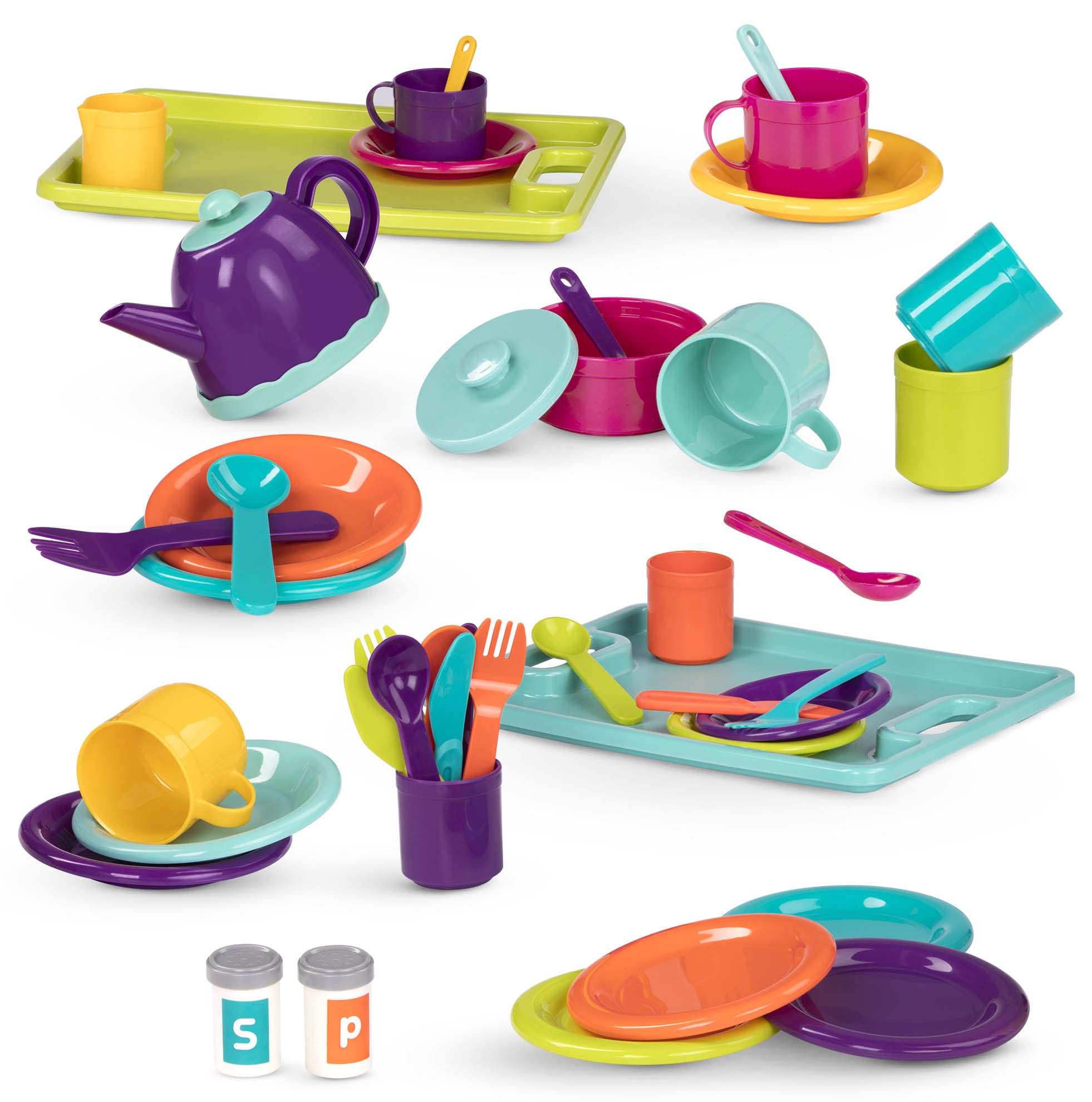 Battat – Play Dinner Set – 45 Pieces Tea Party & Supper Playset – Pretend Kitchen Toys – Tea Pot, Plates, Cutlery – 3+ Years