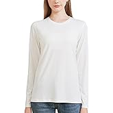 netdraw Women's Bamboo Viscose Cotton Long Sleeve T-Shirt, Crew Neck Buttery Soft Comfy Casual Lounge Sleep Pajama Tees