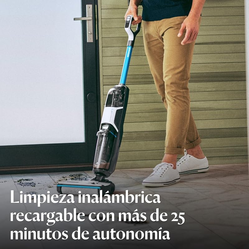 Bissell crosswave hf3 sem fio | lavadoras de piso úmido e seco para pisos duros | aspirar, esfregar e secar | sem fio | para pisos duros | 70db | preto/branco/azul bosanova | 3598n