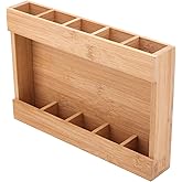 Wooden Straw Holder, Tumbler Straw Organizer Rack with Double Sided Adhesive Tape Drinking Straw Holder Dispenser Accessories Glass Straw Storage Container Supplies for Kitchen Counter Cabinets