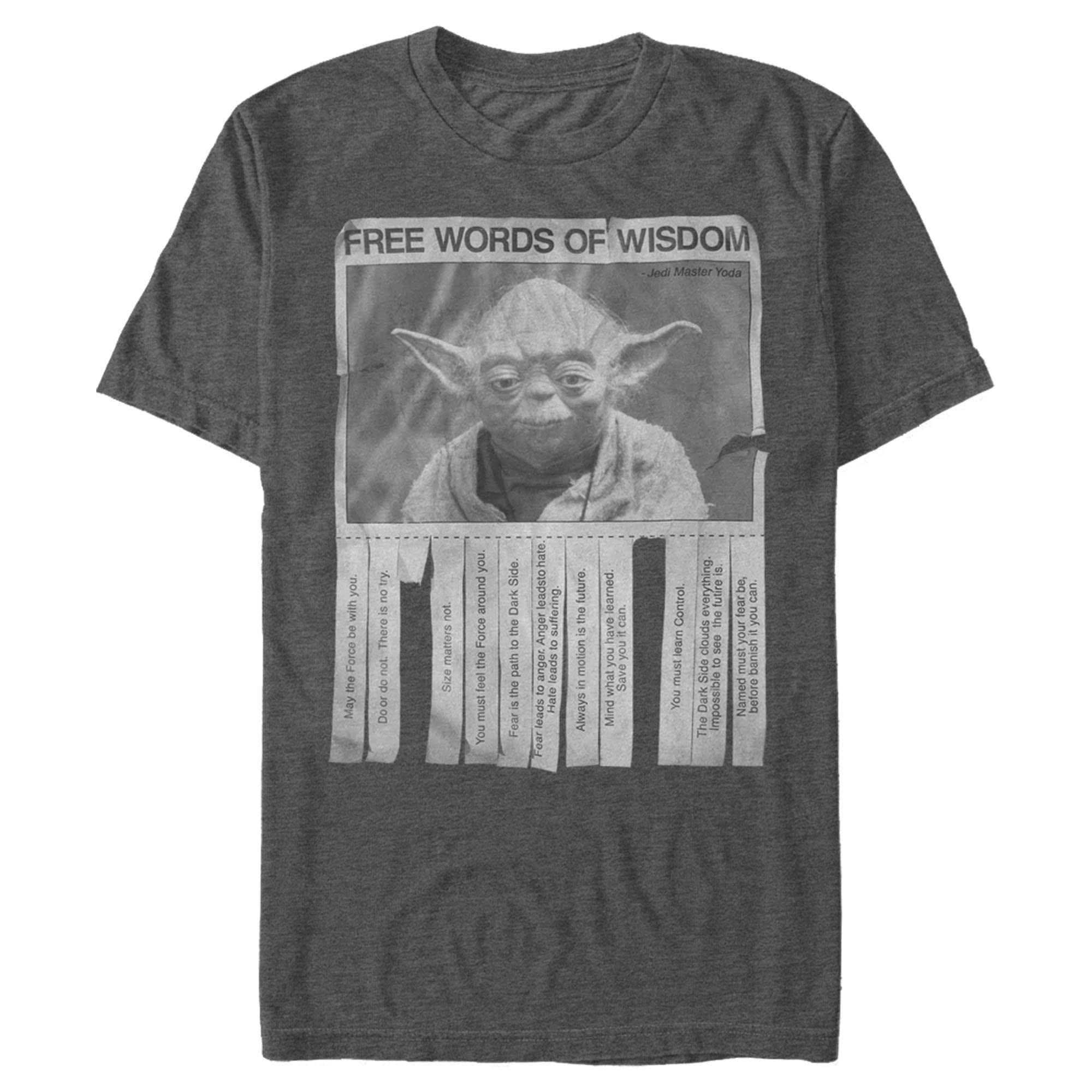 Photo 1 of STAR WARS Men's Yoda Words of Wisdom T-Shirt - Charcoal Heather - Small