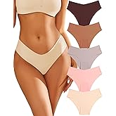 Women’s Seamless Underwear Soft Stretch Briefs Invisibles Hipster V Cut cheeky No Show Bikini Panties 5 pack XS-L