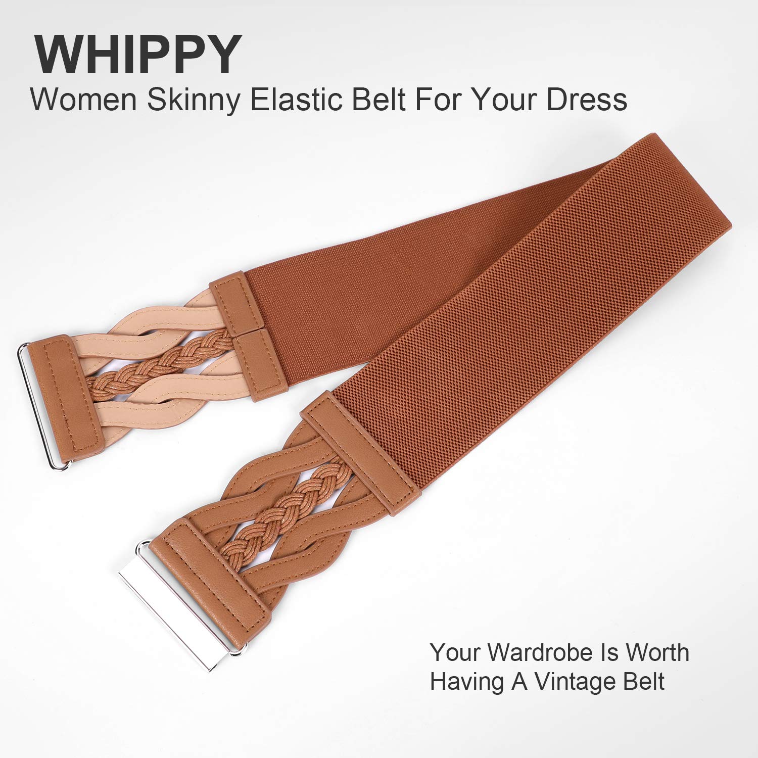 Women Vintage Wide Elastic Stretchy Waist Belt Ladies Retro Waistband for Dress by WHIPPY
