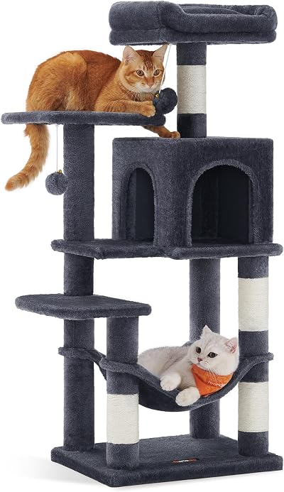Feandrea Cat Tree Tower 112 cm Multi-Level Plush Condo with 4 Scratching Posts