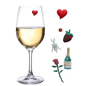 Magnetic Wine Glass Charms - Set of 6 Drink Markers - Unique Gift Idea for Her - Fun Present for Mom, Girlfriend, Best Friend, Sister, Aunt