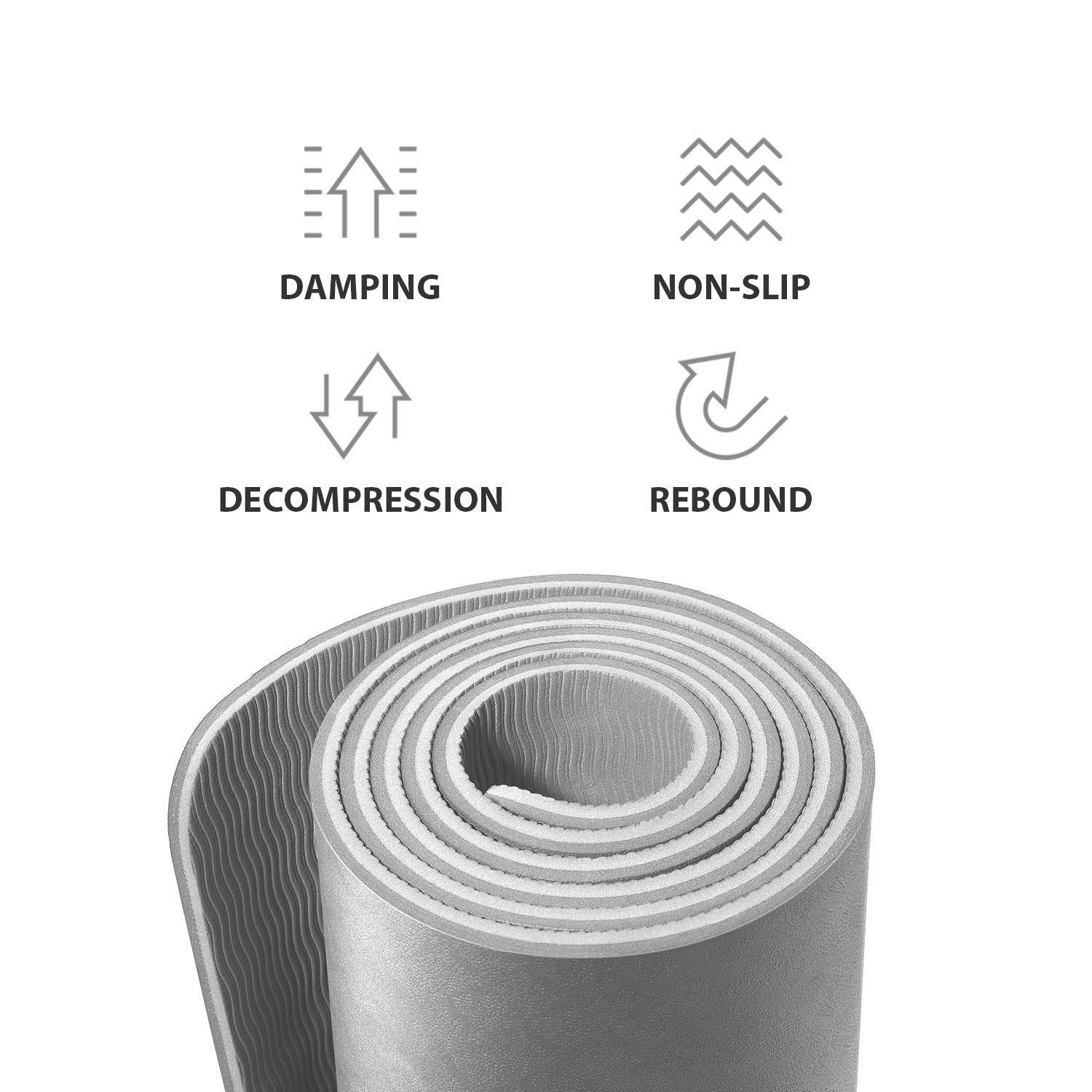 YUNMAI Premium Yoga Mat Thick with Dual-Layer, ¼-Inch Thickness 6mm, Eco-TPE Material, 100% PVC-Free, Yoga Mats for home, Yoga Mats thick Non Slip with Yoga Mat Bag, Gray