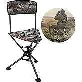 KEMIMOTO 360 Degree Tripod Swivel Hunting Chair, Folding Camo Blind Chair with Backrest, Height Adjustable for Hunting Fishin