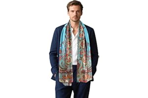 GERINLY Silk Feel Long Scarf for Men, Lightweight Business Dress Shawl Wraps Gentlemen, European Style Suit Scarves