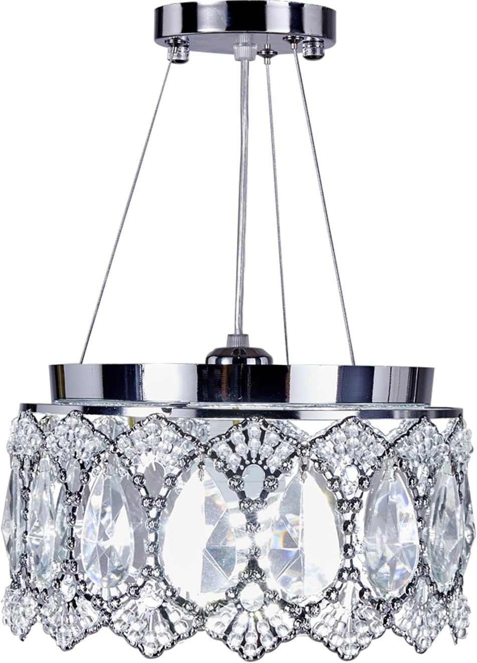 MonaLisa Gallery Silver Modern Crystal Chandliers, Pendant Fixture, SML-165-S W12xH10