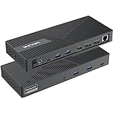 WAVLINK Displaylink Docking Station, 12 in 1 Triple 4K Docking Station with Dual DP+HDMI Ports USB A, USB C, PD Charging for 