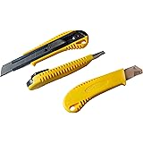 Cutter Master Maxx Heavy-Duty Utility Knives with Retractable Snap-Off Renewable Razor Blades and Stainless Steel Blade Casing, 6.5-Inch, Yellow, Set of 3