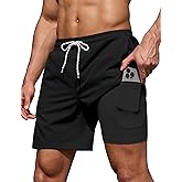 COOFANDY Men's 7" Swim Trunks with Compression Liner Stretch Swimming Shorts with Zipper Pockets