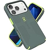 Speck CANDYSHELL Grip +MS Case for iPhone 17 Pro - NEO DRAB/Glow Green | Slim Protective Grip | Drop Protection | MagSafe Compatible
