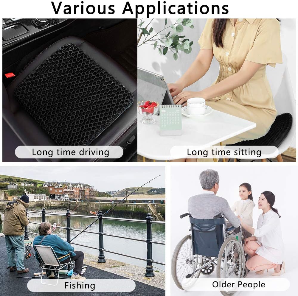 Gel Seat Cushion, Breathable Honeycomb Design Seat Cushion Super Breathable Gel Cushion Body Pressure Distribution Portable Gel Seat Cushion for Back Pain Suitable for Home Office Chair Car: Home & Kitchen