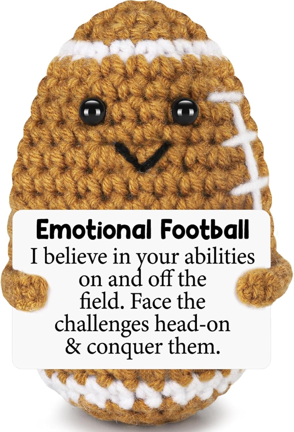 ALUNME Positive Emtional Football Birthday Gifts, Christmas Handmade Crochet Gift for Men Friends, Inspirational Self Care Thanksgiving Home Decor Present for Dad Son Coworkers