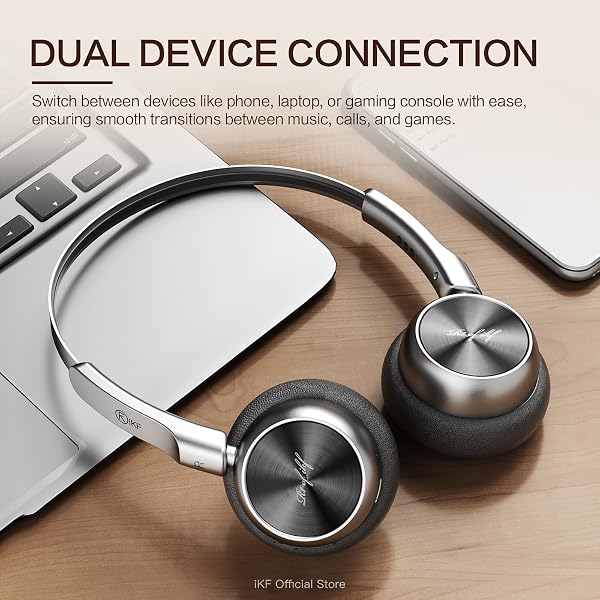 IKF R1 WIRELESS BLUETOOTH HEADPHONES, RETRO CLASSIC LIGHTWEIGHT HEADSET, BUILTI-IN MIC, 60H PLAYBACK, DUAL DEVICE CONNECTIVITY, LOW LATENCY, APP CUSTOMIZATION,THROWBACK 80S 90S,OOTD, BLACK