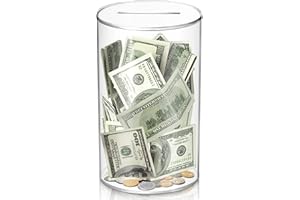 hizgo Adults Piggy Bank, Clear Piggy Bank for Adults/Kids Must Break to Open, Unopenable Acrylic Savings jar, Size 8" H x 5" Diameter(Medium)