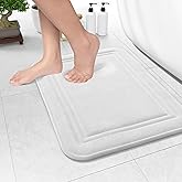 ITSOFT Memory Foam Bath Mat 24x16, Non Slip, Machine Washable, Quick Dry & Absorbent Rugs, Bath Mats for Bathroom Floor, Tub & Shower, Bathroom Rug, White