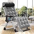 DoCred Comfy Chair, Folding Chair Recliner Chair for Bedroom and Living Room, Folding Reclining Patio Chairs Lounge Chair with Removable Cushion for Indoor Outdoor