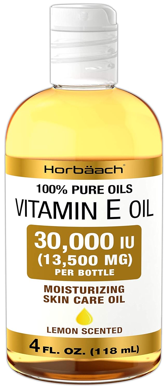 Vitamin E Oil 30, 000 IU | 4 fl oz | 100% Pure Oils | Moisturizing Oil for Skin and Face | Non-GMO, Vegetarian | By Horbaach : Beauty