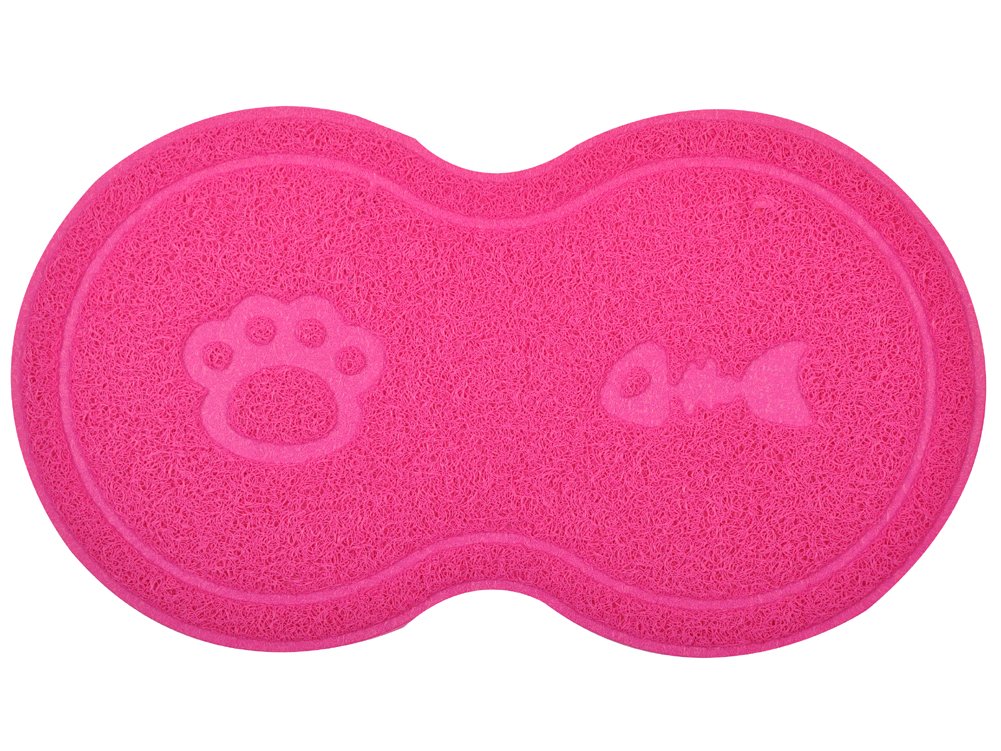DM 8-Shaped Cat Pet Litter Tray Mat,Kitty Litter Rug,Doormat,46x26 cm (Rose Red)