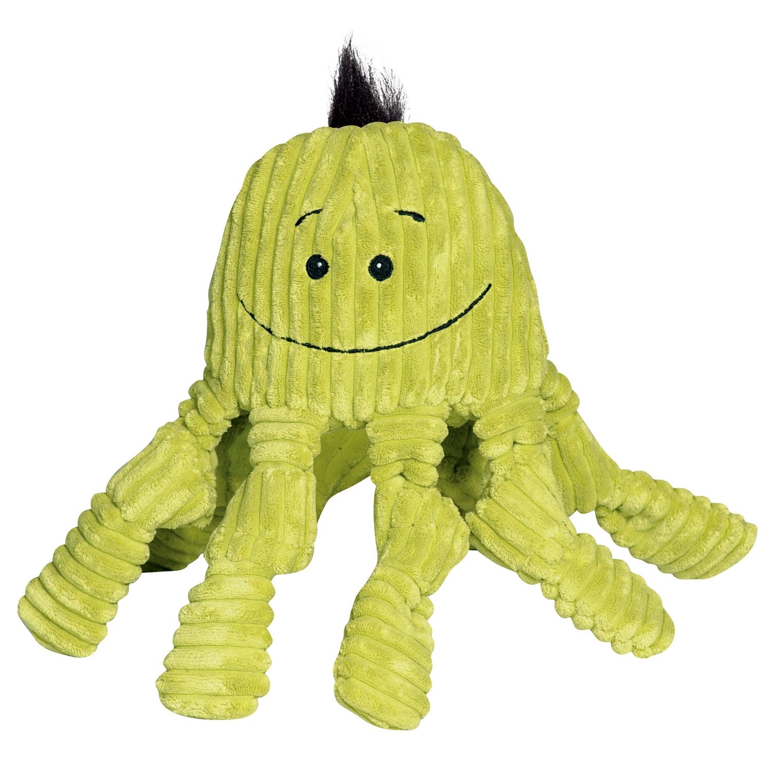 HuggleHounds Plush Corduroy Durable Octo-Knotties Dog Toy, Citron