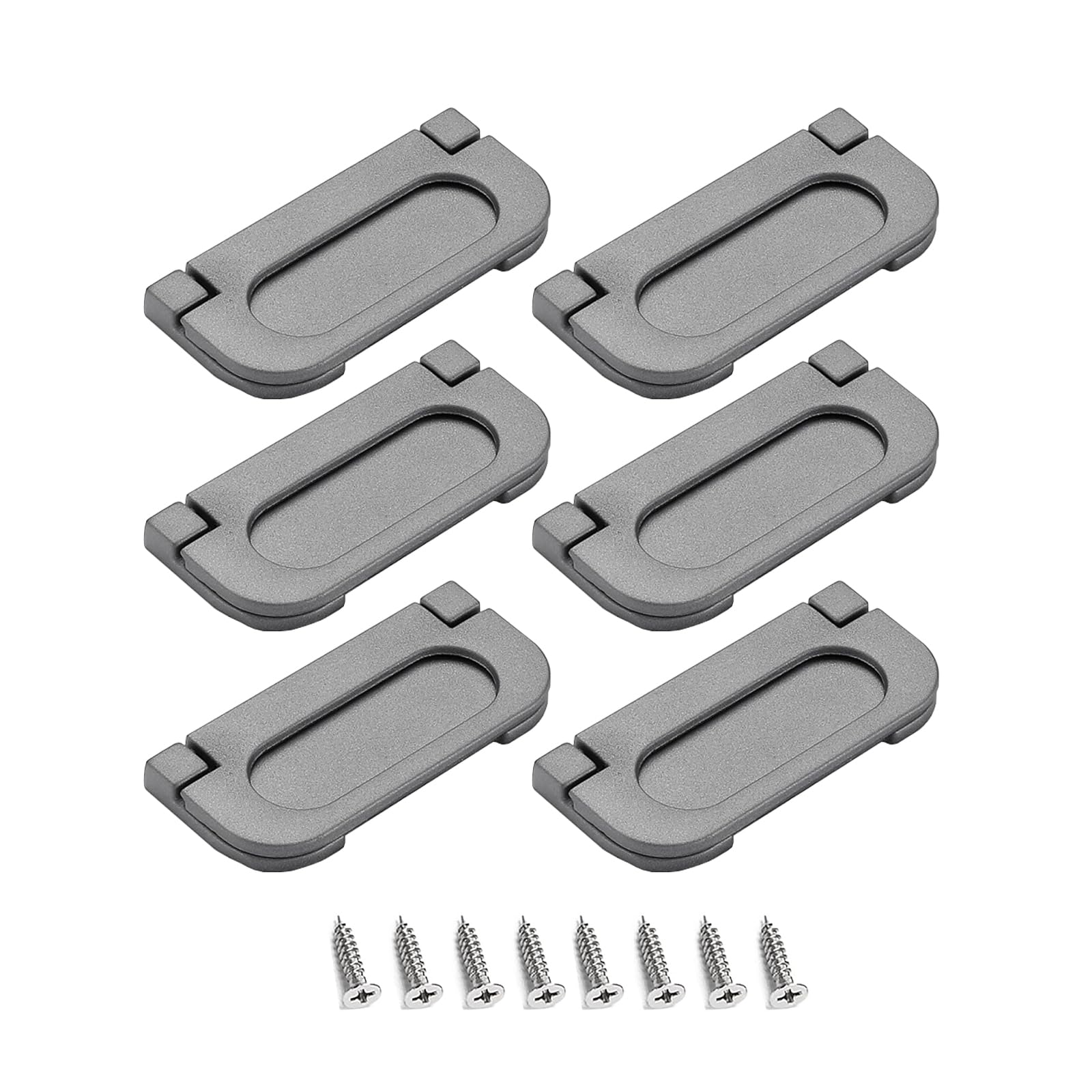 Catekro 6 Pcs Flush Ring Pull, Zinc Alloy Cabinet Drawer Pull Handle, Pull Handle Invisible Door Knob for Cupboard Drawer Cabinet Wardrobe Accessories, Includes Screws (Grey-6pcs) — image 1