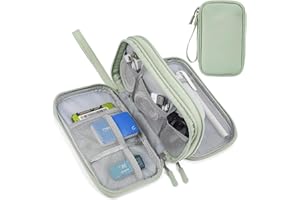 CAOODKDK Electronic Organizer Travel Cable Accessories Bag,Electronic Organizer Case,Electronic Accessories Organizer Bag for Power Bank, Charging Cords, Chargers, Mouse, USB Cable, Earphones (Mint Green)