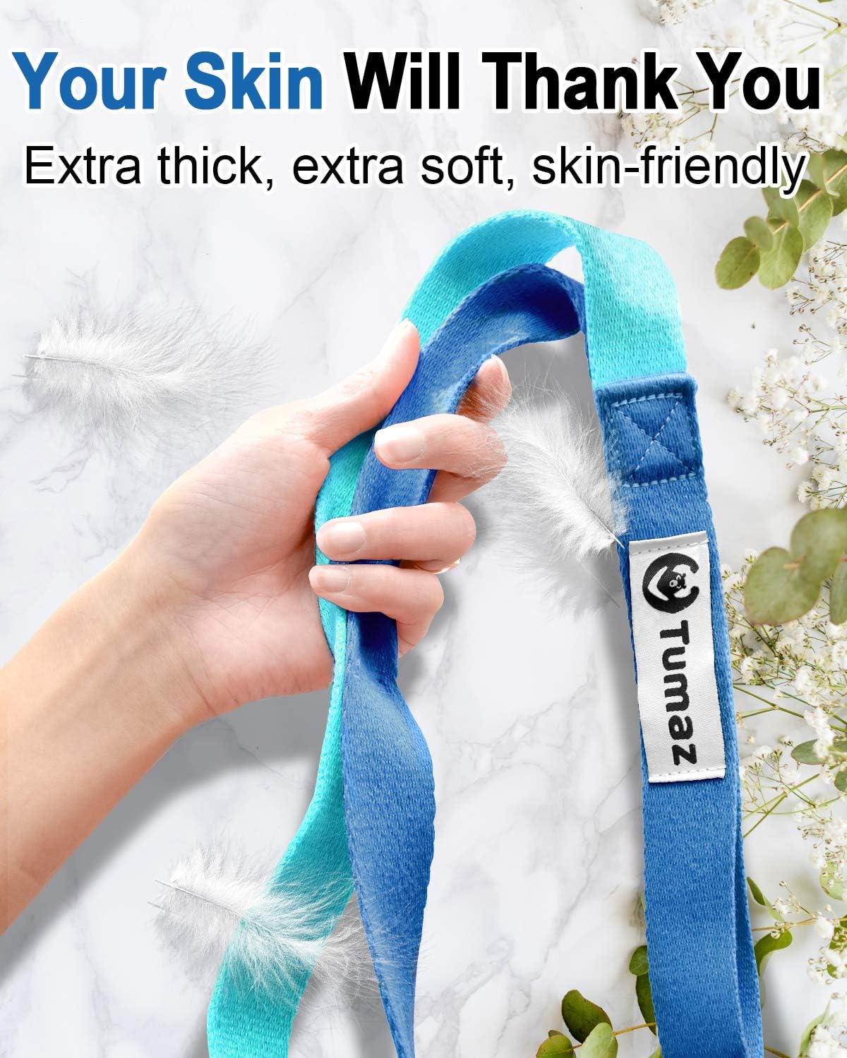 Tumaz Stretch Strap - 10 Loops & Non-Elastic Band - The Perfect Home Workout Stretching Strap for PT(Physical Therapy Strap), Yoga, Pilates - [Extra Thick, Durable, Soft - with Travel Bag] : Sports & Outdoors