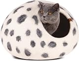MEOWFIA Cat Cave – Premium Felt Cat Bed Handmade Merino Wool Large Snow Leopard
