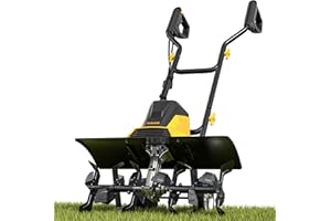 EVEAGE 18-Inch 13.5-AMP Electric Tiller for Gardening, Coarded Rototiller 4'' - 8'' Farm Tilling Depth, Foldable Handle 6x4 Tines with Adjustable Wheels