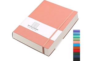 AHGXG Lined Journal Notebook - 320 Numbered Pages Large B5 Thick Journal for Women, 100gsm Thick College Ruled Paper, Faux Leather Softcover, for Work School, 7.6'' X 10''-Pink