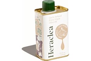 Heraclea Extra Virgin Olive Oil, Garlic Infused EVOO, Cold Pressed, Polyphenol Rich Olive Oil, 5.9oz Olive Oil Bottle